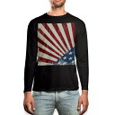 ロング tシャツ メンズ 長袖 ブラック デザイン XS S M L XL 2XL ロンT ティーシャツ 黒 black T shirt long sleeve 001547 アメリカ 国旗(4)