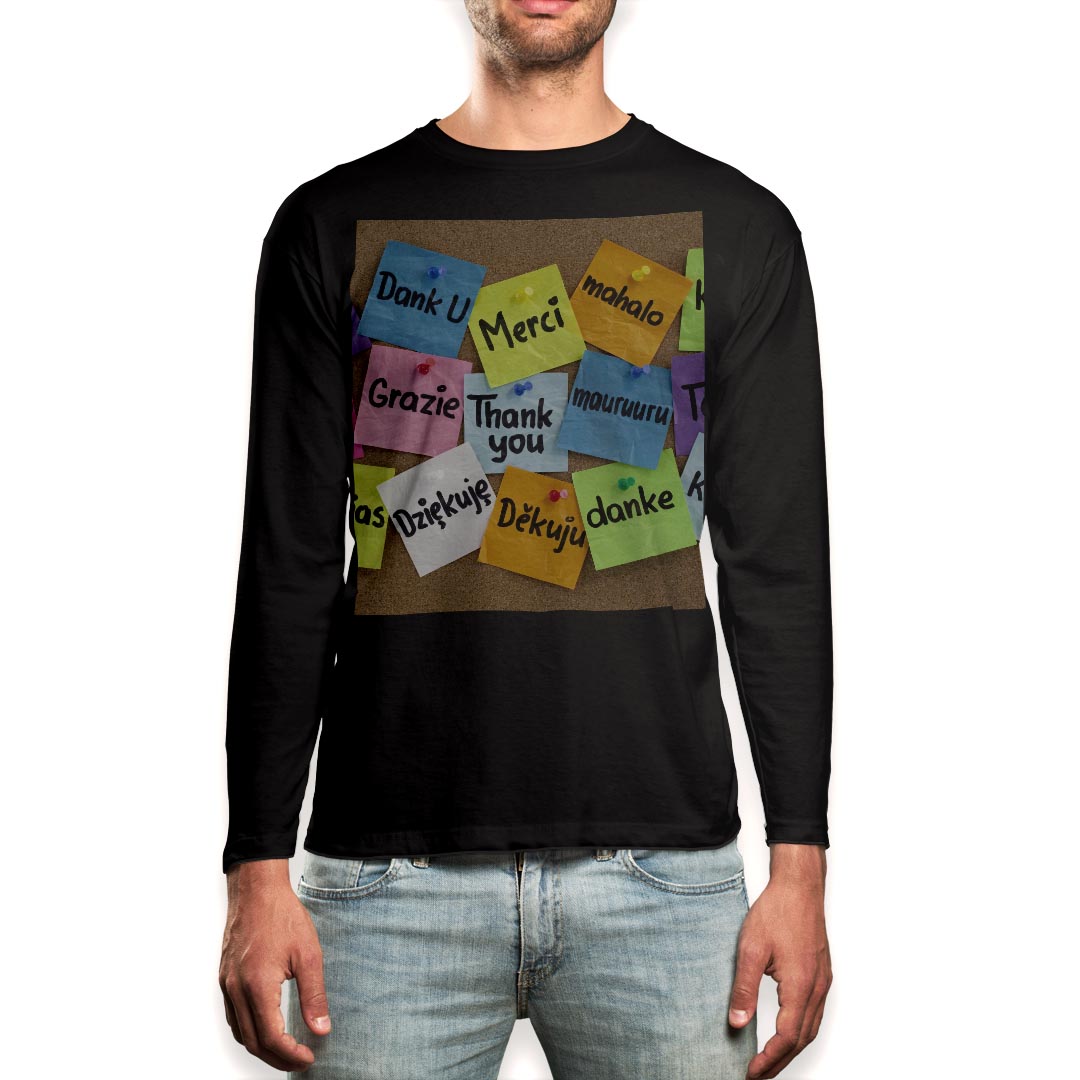 Long-Sleeved - ロング tシャツ メンズ 長袖 ブラック デザイン XS S M L XL 2XL ロンT ティーシャツ 黒 black T shirt long sleeve 001550 カラフル　コルクボード