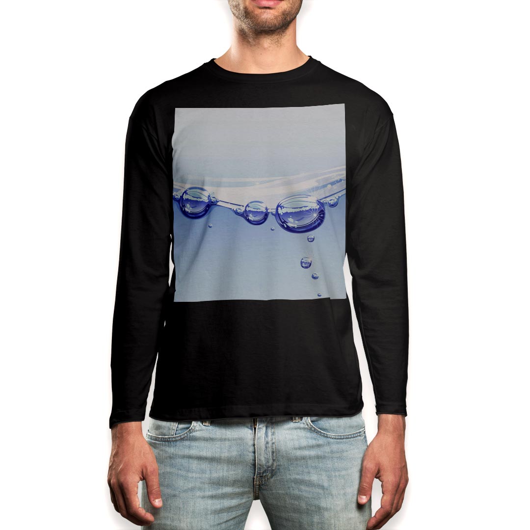 ロング tシャツ メンズ 長袖 ブラック デザイン XS S M L XL 2XL ロンT ティーシャツ 黒 black T shirt long sleeve 001747 水玉　シャボン玉　バブル(4.0)