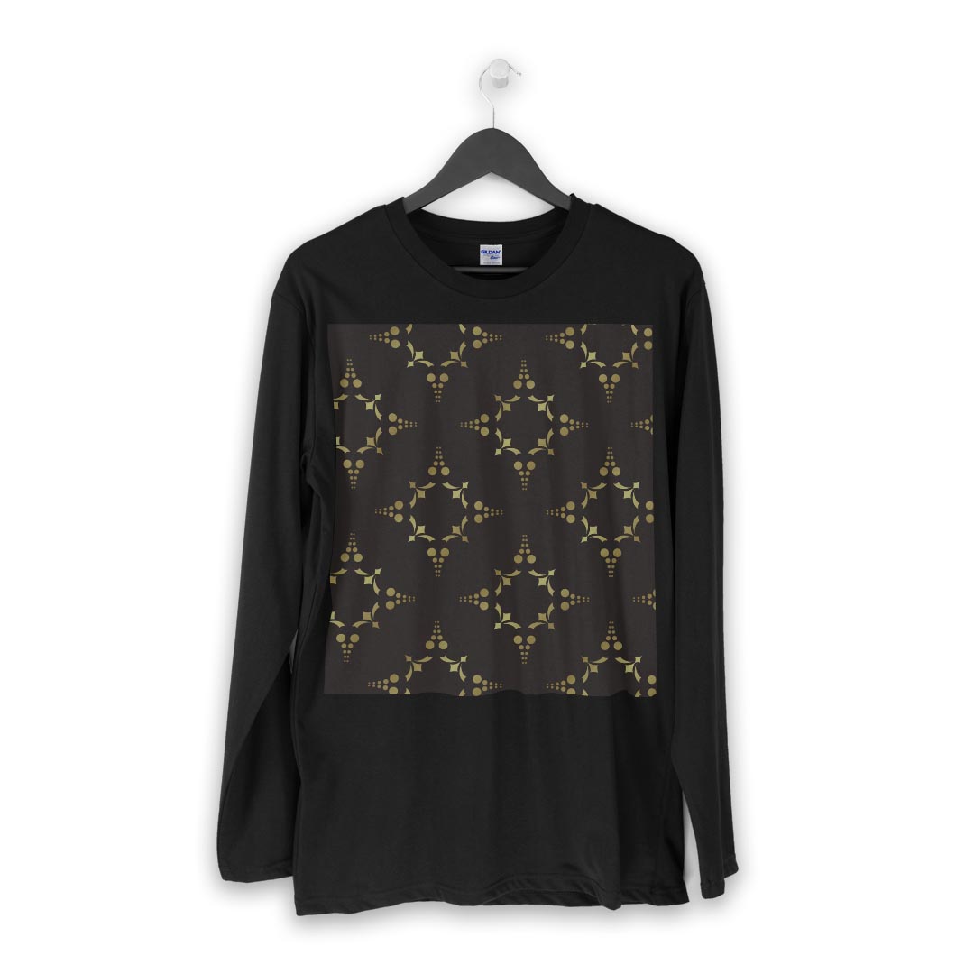 ロング tシャツ メンズ 長袖 ブラック デザイン XS S M L XL 2XL ロンT ティーシャツ 黒 black T shirt long sleeve 000390 ペイズリー　ダマスク　花