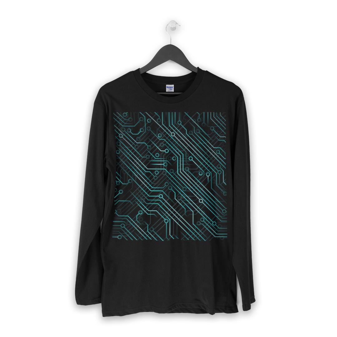 ロング tシャツ メンズ 長袖 ブラック デザイン XS S M L XL 2XL ロンT ティーシャツ 黒 black T shirt long sleeve 000437 デジタル　青