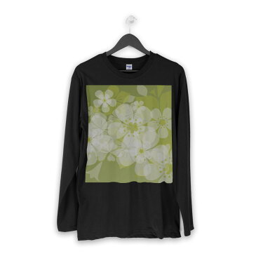 ロング tシャツ メンズ 長袖 ブラック デザイン XS S M L XL 2XL ロンT ティーシャツ 黒 black T shirt long sleeve 001337 花　模様