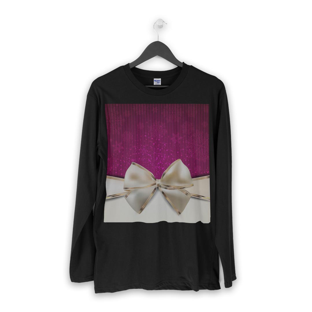 ロング tシャツ メンズ 長袖 ブラック デザイン XS S M L XL 2XL ロンT ティーシャツ 黒 black T shirt long sleeve 001606 リボン　冬