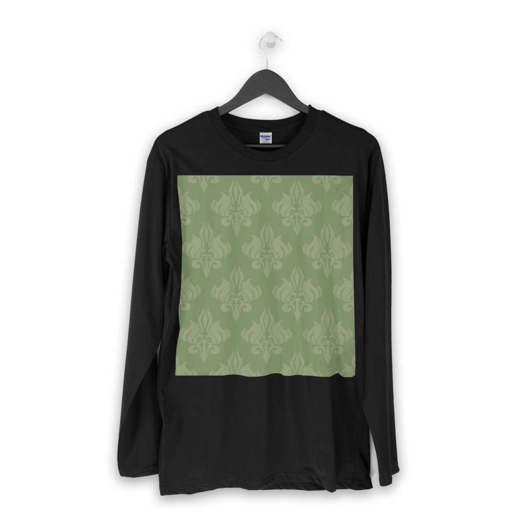 ロング tシャツ メンズ 長袖 ブラック デザイン XS S M L XL 2XL ロンT ティーシャツ 黒 black T shirt long sleeve 001799 シンプル　模様　緑