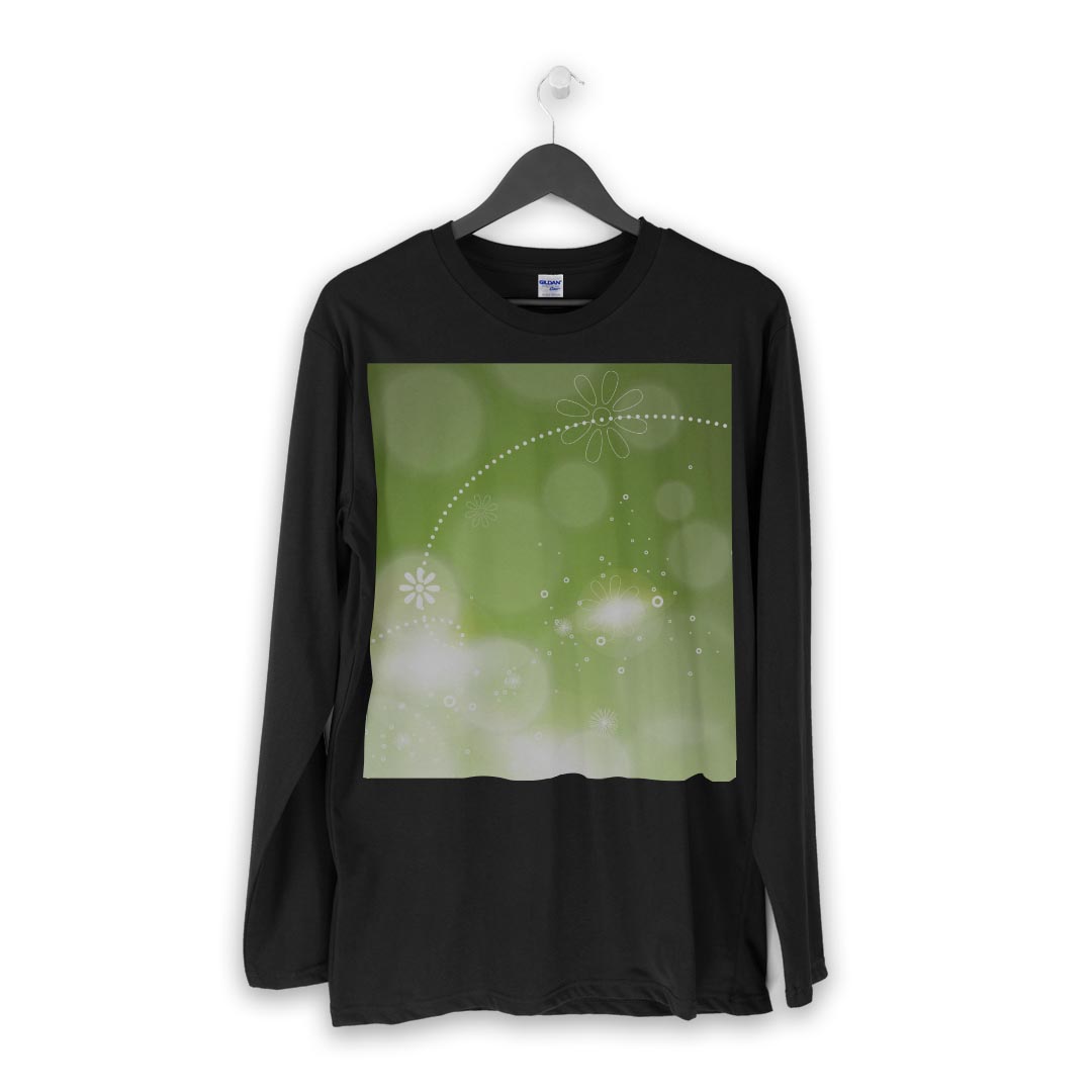 ロング tシャツ メンズ 長袖 ブラック デザイン XS S M L XL 2XL ロンT ティーシャツ 黒 black T shirt long sleeve 001828 花　フラワー　緑