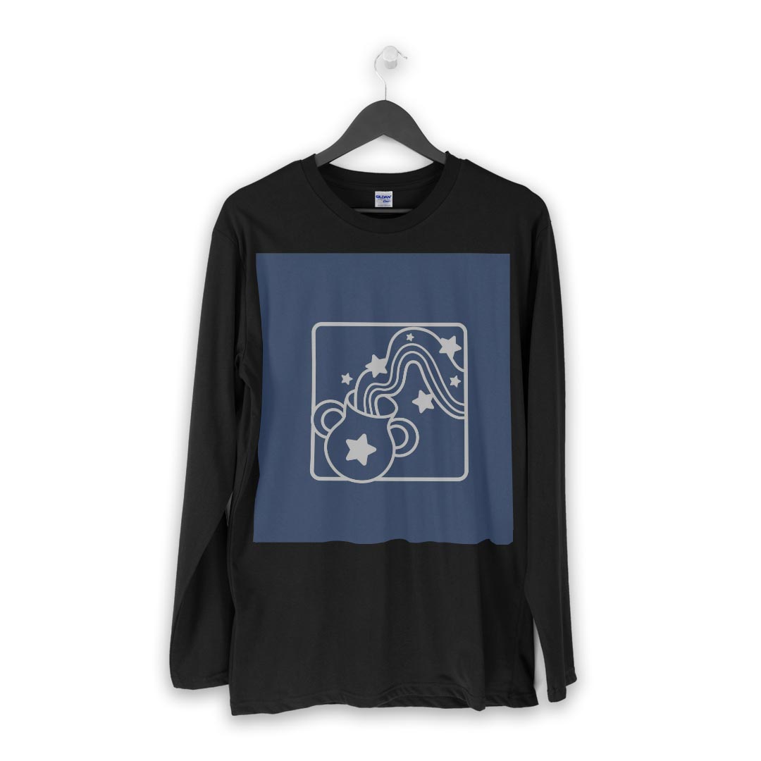 ロング tシャツ メンズ 長袖 ブラック デザイン XS S M L XL 2XL ロンT ティーシャツ 黒 black T shirt long sleeve 003363 星座　イラスト　キャラクター