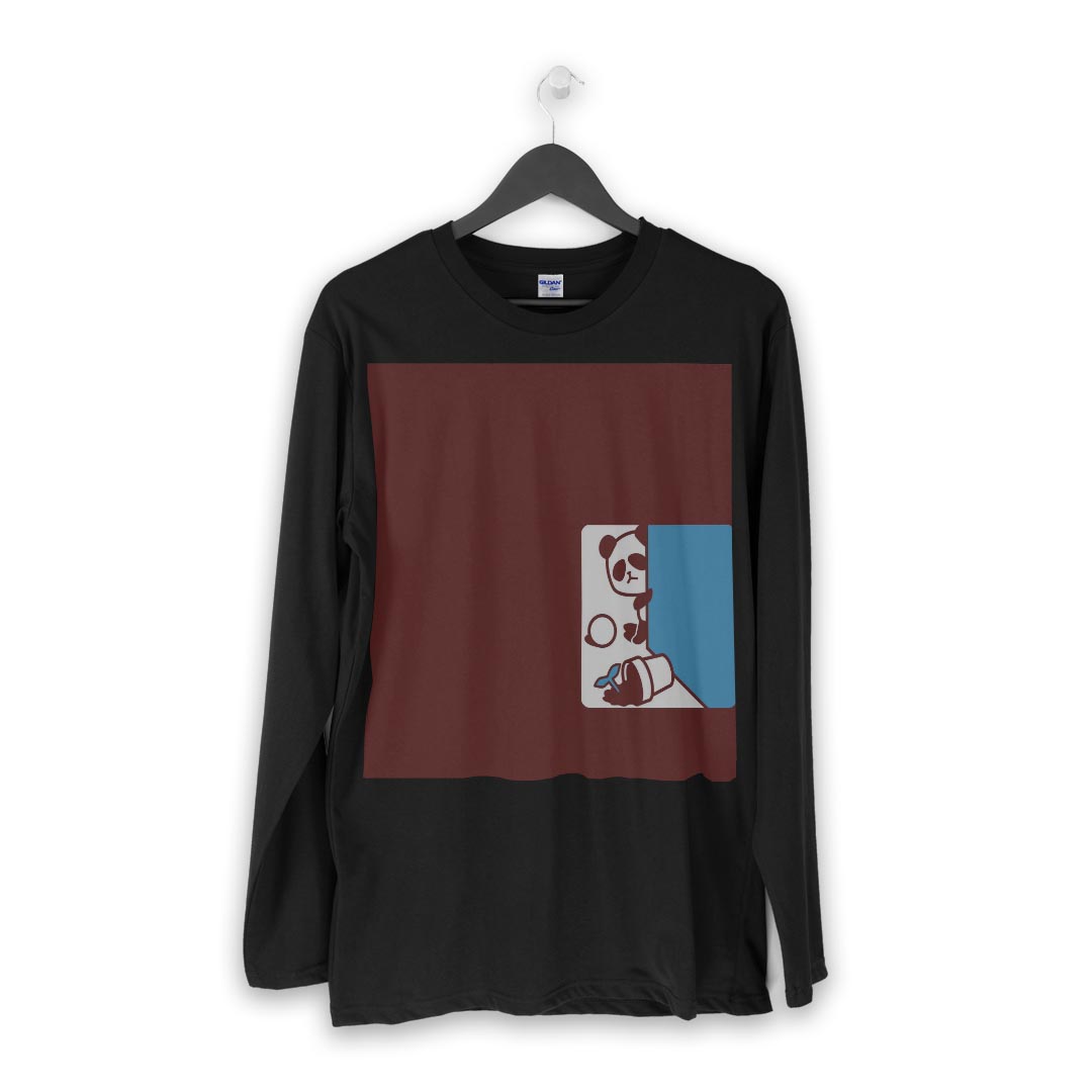 kabeコレのロング tシャツ メンズ 長袖 ブラック デザイン XS S M L XL 2XL ロンT ティーシャツ 黒 black T shirt long sleeve 003461 動物　イラスト　キャラクター｜アングル2