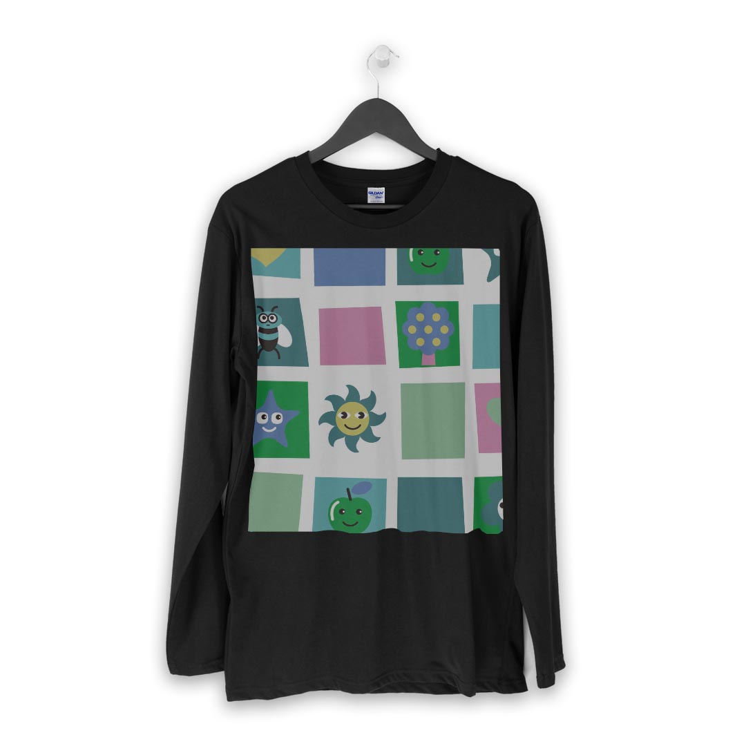 ロング tシャツ メンズ 長袖 ブラック デザイン XS S M L XL 2XL ロンT ティーシャツ 黒 black T shirt long sleeve 003818 キャラクター　ハート　ポップ