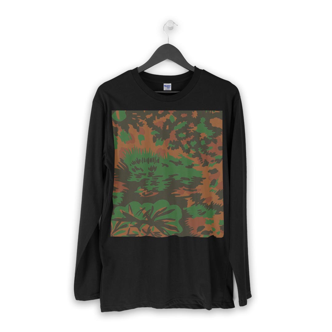 ロング tシャツ メンズ 長袖 ブラック デザイン XS S M L XL 2XL ロンT ティーシャツ 黒 black T shirt long sleeve 004123 迷彩　カモフラ　模様 kabekore-10634483 kabeコレ サンプル画像2