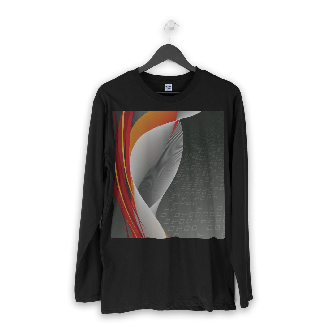 ロング tシャツ メンズ 長袖 ブラック デザイン XS S M L XL 2XL ロンT ティーシャツ 黒 black T shirt long sleeve 005835 デザイン　デジタル　赤