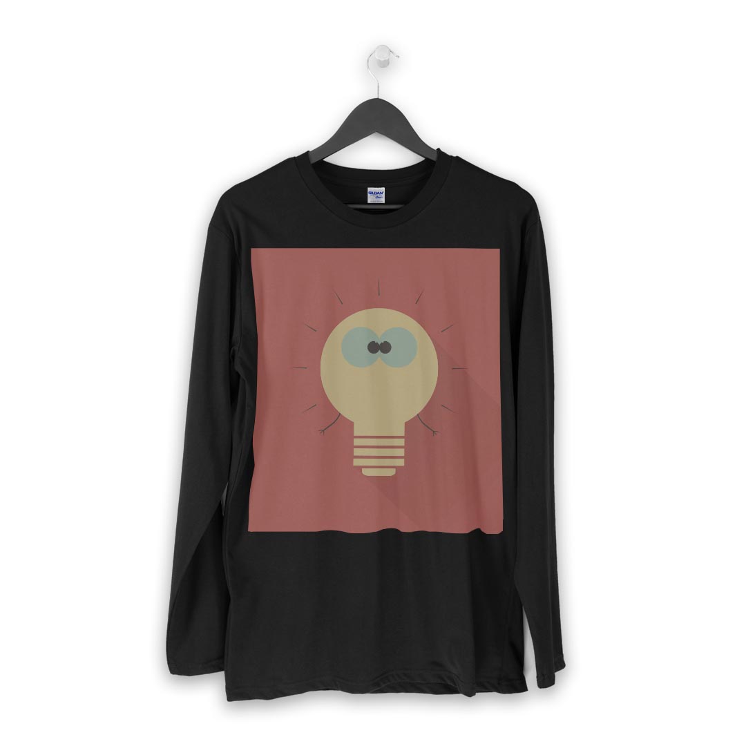 ロング tシャツ メンズ 長袖 ブラック デザイン XS S M L XL 2XL ロンT ティーシャツ 黒 black T shirt long sleeve 006631 電球　キャラクター kabekore-10627415 kabeコレ サンプル画像2