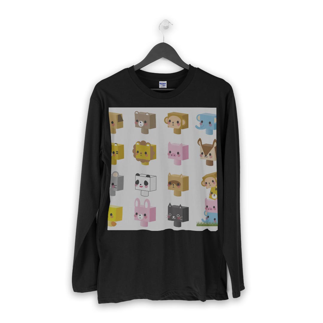 ロング tシャツ メンズ 長袖 ブラック デザイン XS S M L XL 2XL ロンT ティーシャツ 黒 black T shirt long sleeve 006767 動物　キャラクター