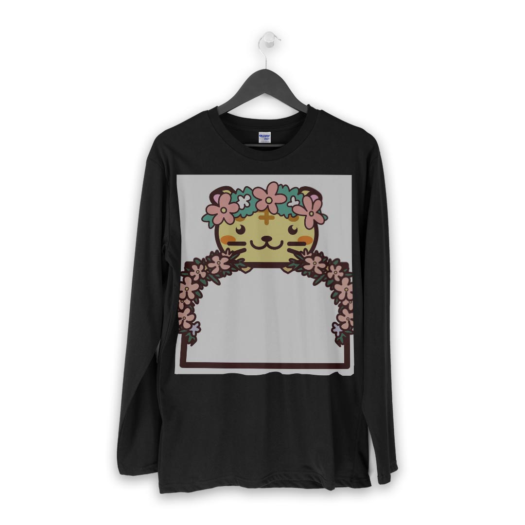 ロング tシャツ メンズ 長袖 ブラック デザイン XS S M L XL 2XL ロンT ティーシャツ 黒 black T shirt long sleeve 009878 動物　フラワー　虎