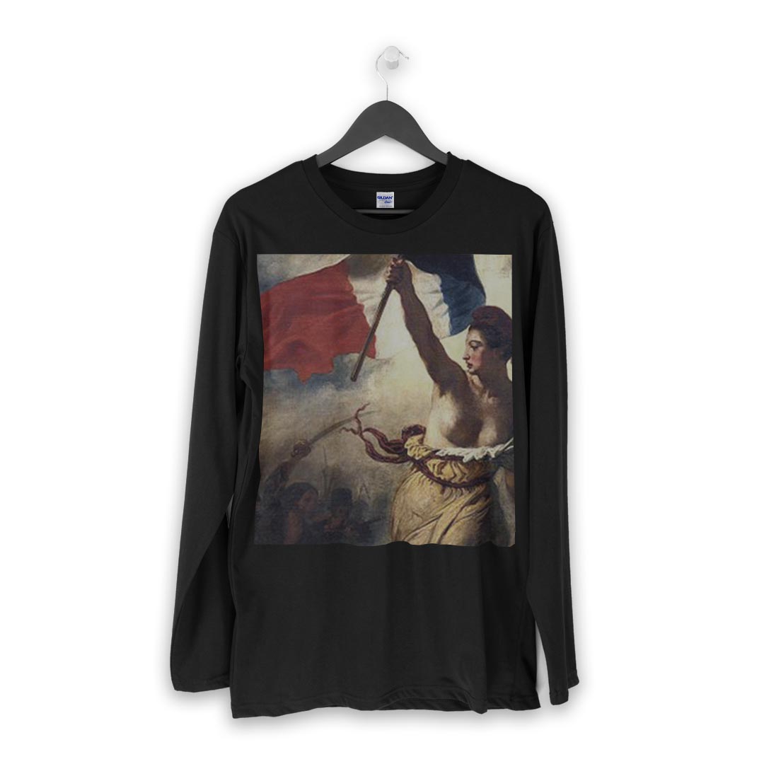 ロング tシャツ メンズ 長袖 ブラック デザイン XS S M L XL 2XL ロンT ティーシャツ 黒 black T shirt long sleeve 011471 イラスト　人物　絵画