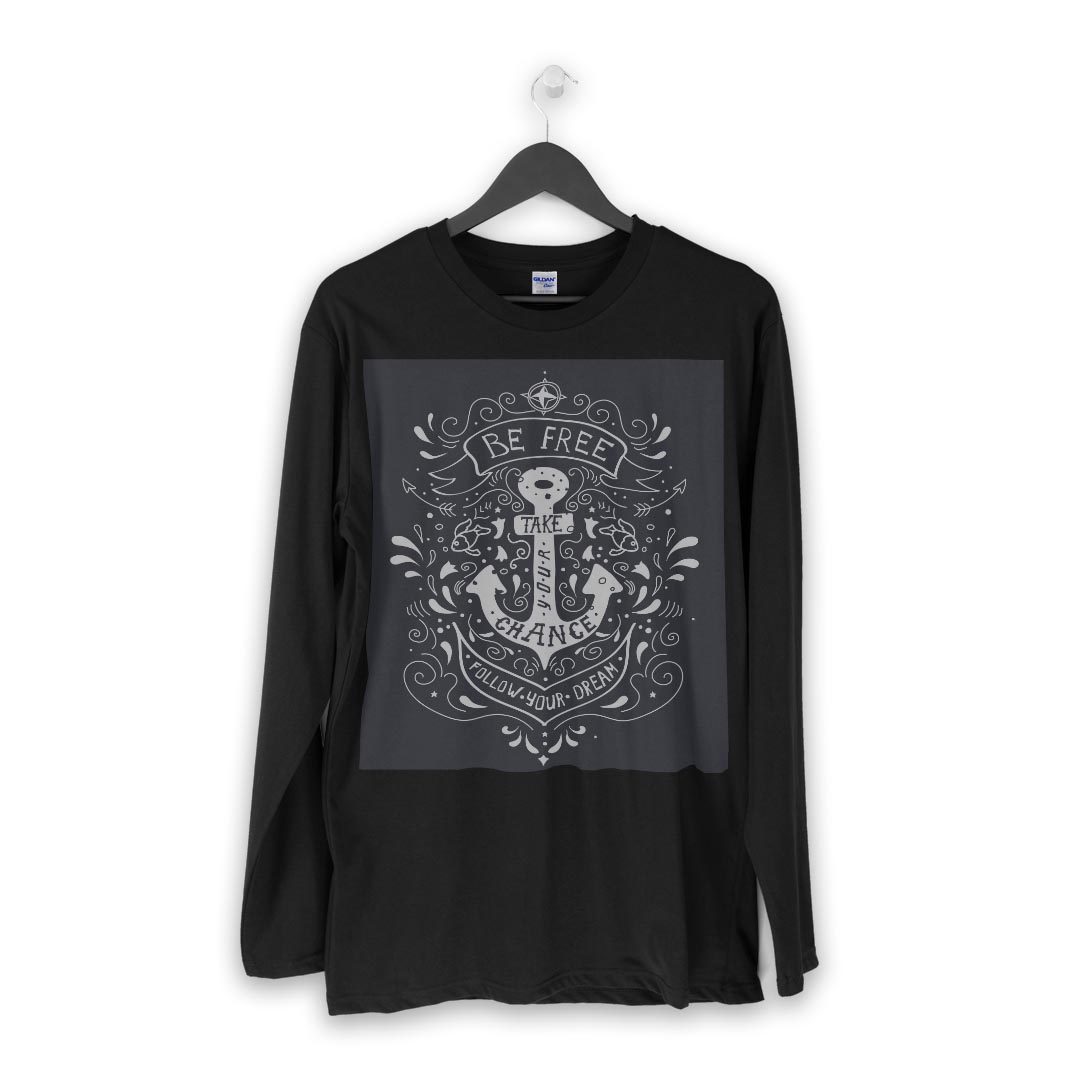ロング tシャツ メンズ 長袖 ブラック デザイン XS S M L XL 2XL ロンT ティーシャツ 黒 black T shirt long sleeve 012215 いかり　ビーチ　ネイビー kabekore-10638464 kabeコレ サンプル画像2