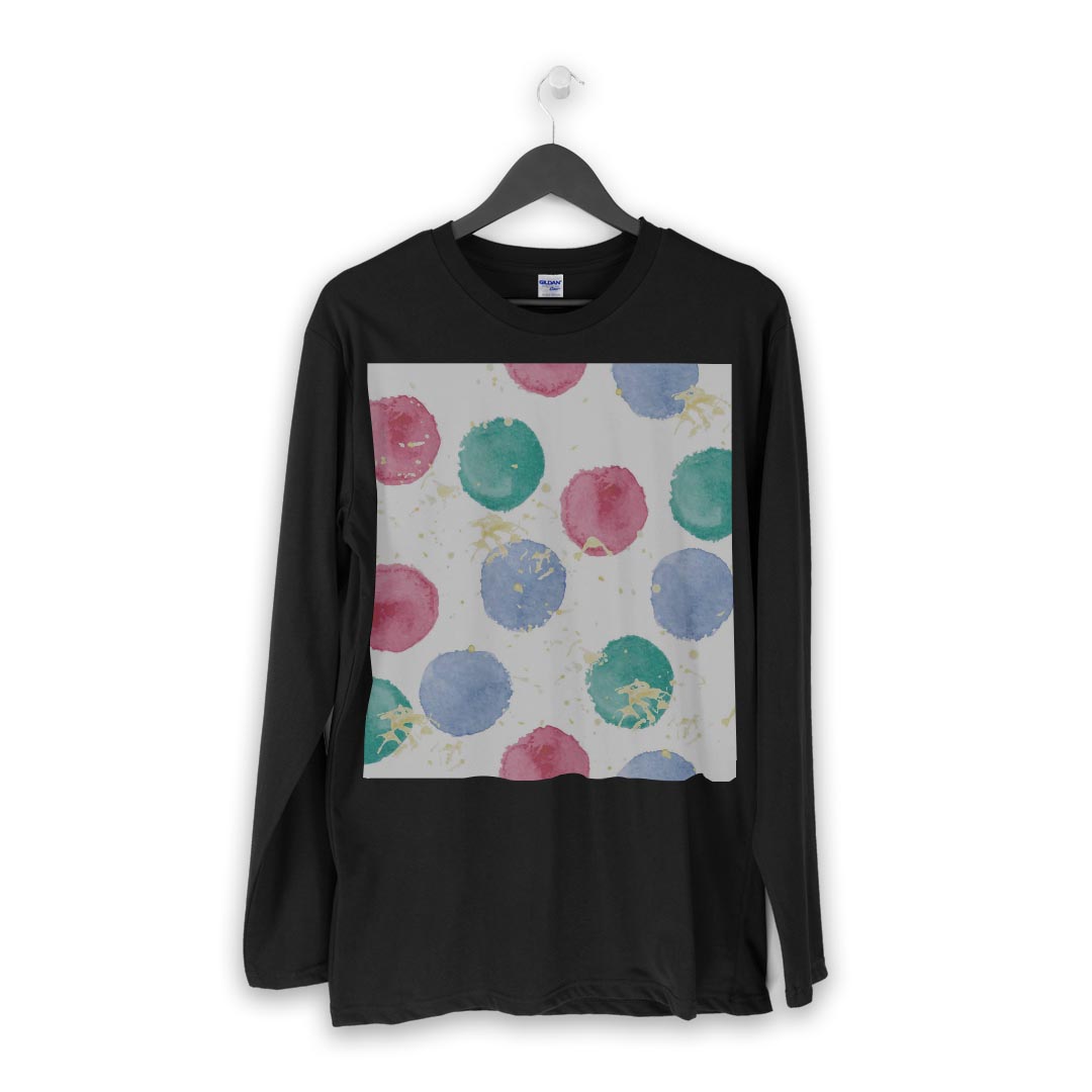 ロング tシャツ メンズ 長袖 ブラック デザイン XS S M L XL 2XL ロンT ティーシャツ 黒 black T shirt long sleeve 012699 ドット　水玉　ペイント
