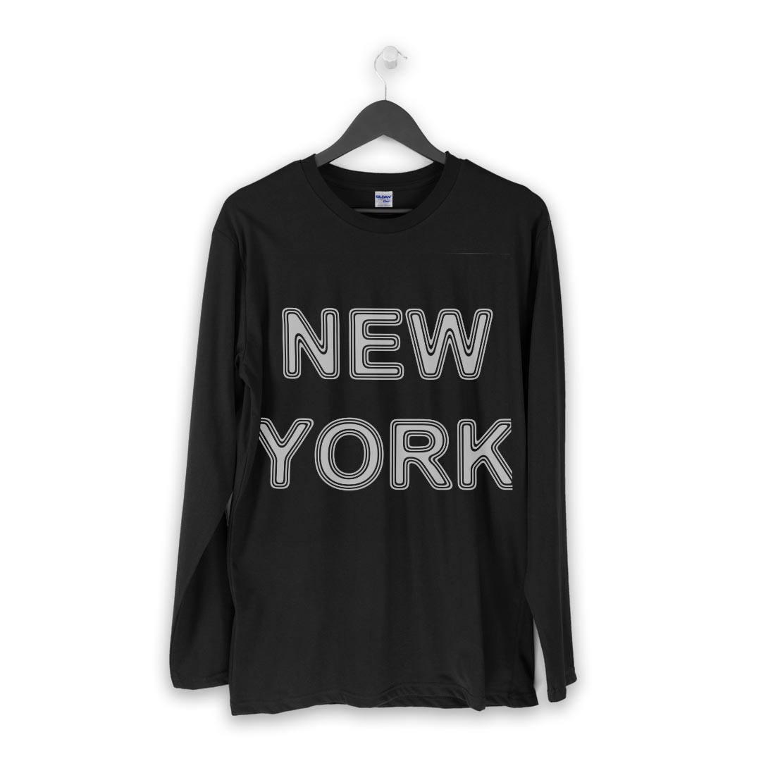 ロング tシャツ メンズ 長袖 ブラック デザイン XS S M L XL 2XL ロンT ティーシャツ 黒 black T shirt long sleeve 014399 ニューヨーク　外国