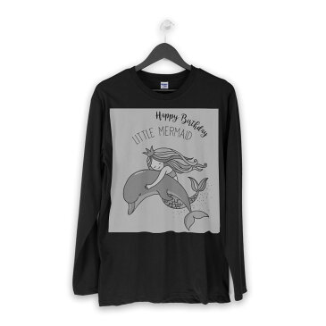 ロング tシャツ メンズ 長袖 ブラック デザイン XS S M L XL 2XL ロンT ティーシャツ 黒 black T shirt long sleeve 014513 マーメイド 人魚 イルカ