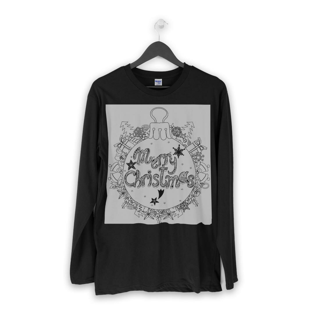 ロング tシャツ メンズ 長袖 ブラック デザイン XS S M L XL 2XL ロンT ティーシャツ 黒 black T shirt long sleeve 014595 クリスマス　プレゼント　ツリー