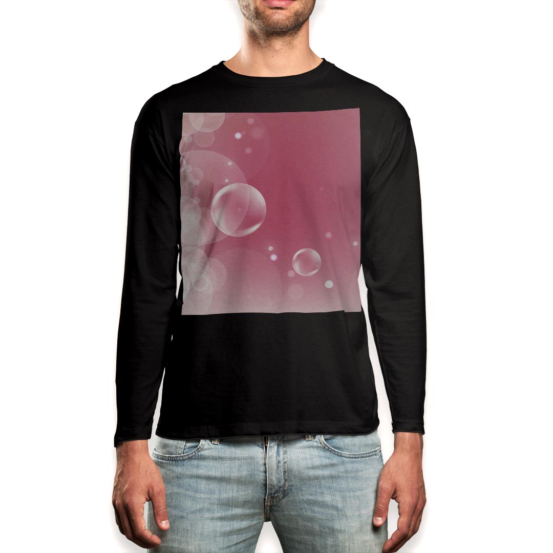 Necked Turtle - ロング tシャツ メンズ 長袖 ブラック デザイン XS S M L XL 2XL ロンT ティーシャツ 黒 black T shirt long sleeve 002022 ピンク　しゃぼん玉