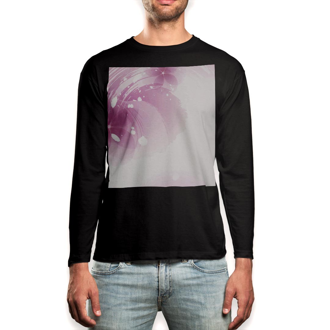 ロング tシャツ メンズ 長袖 ブラック デザイン XS S M L XL 2XL ロンT ティーシャツ 黒 black T shirt long sleeve 002036 花　フラワ..