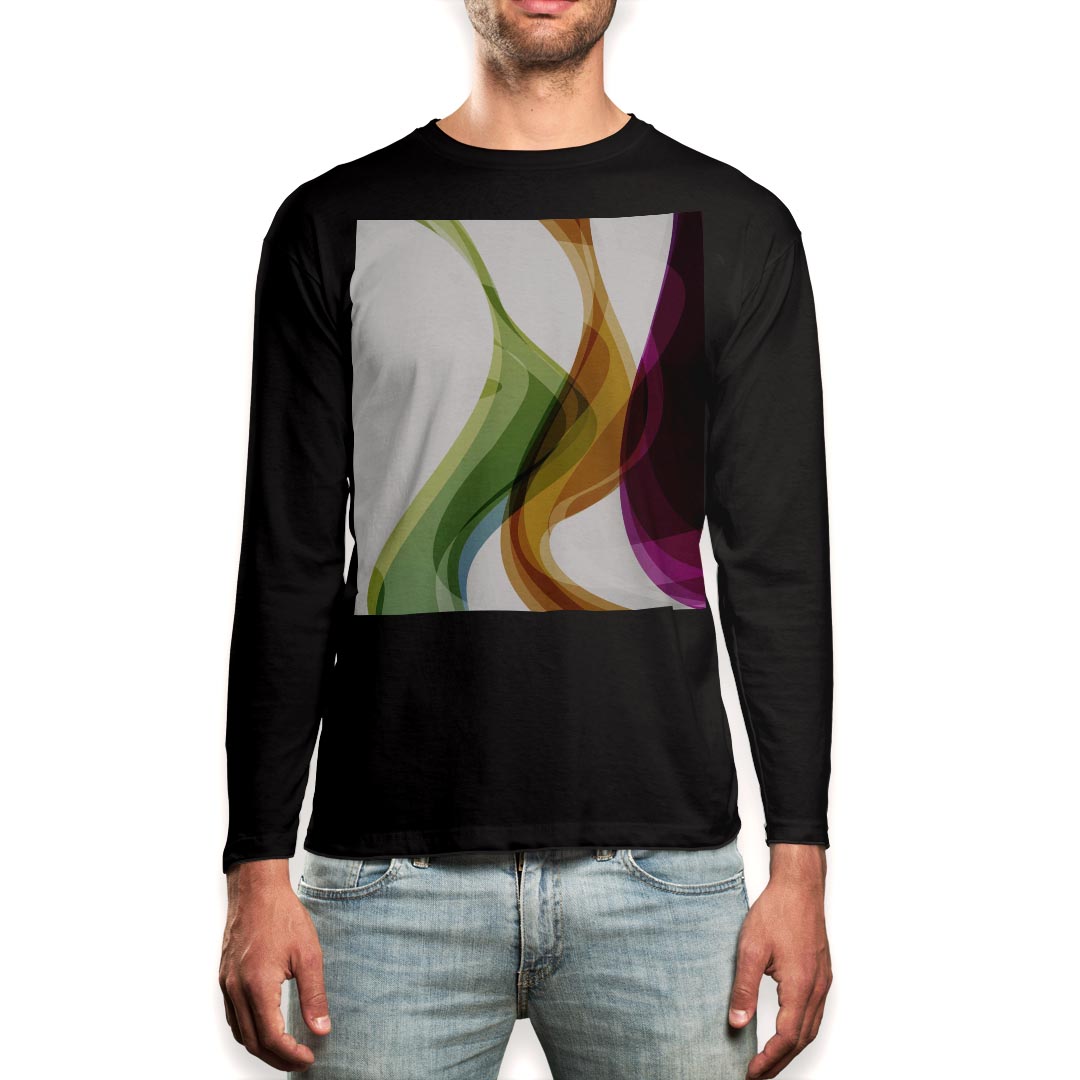 乐天商城 - ロング tシャツ メンズ 長袖 ブラック デザイン XS S M L XL 2XL ロンT ティーシャツ 黒 black T shirt long sleeve 002106 カラフル　シンプル