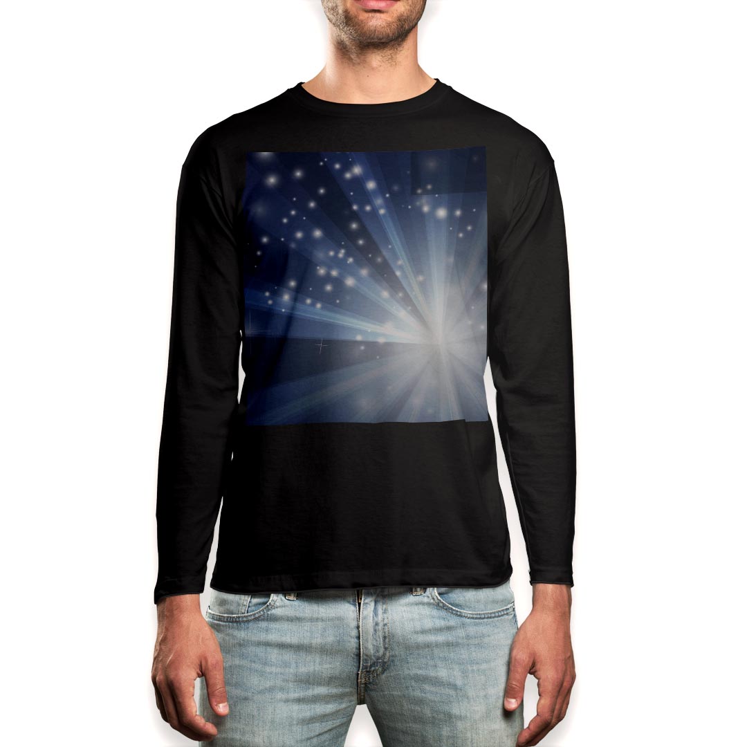 Rakuten - ロング tシャツ メンズ 長袖 ブラック デザイン XS S M L XL 2XL ロンT ティーシャツ 黒 black T shirt long sleeve 002290 シンプル　青