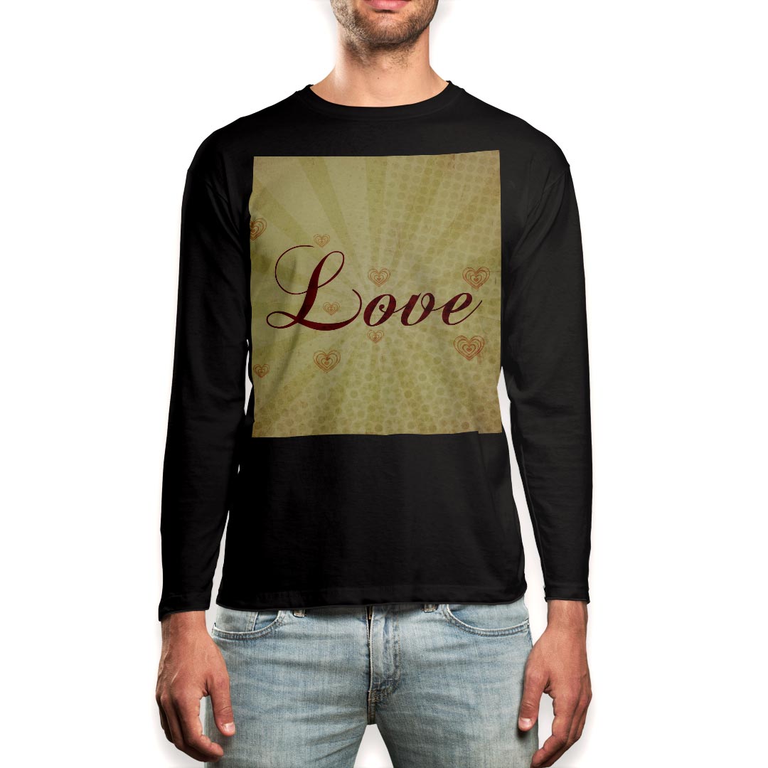 ロング tシャツ メンズ 長袖 ブラック デザイン XS S M L XL 2XL ロンT ティーシャツ 黒 black T shirt long sleeve 002387 英語 文字 ハート