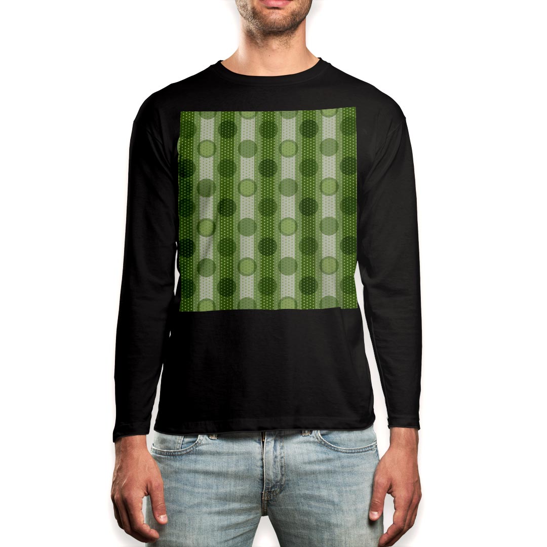Rakuten - ロング tシャツ メンズ 長袖 ブラック デザイン XS S M L XL 2XL ロンT ティーシャツ 黒 black T shirt long sleeve 002434 模様　緑
