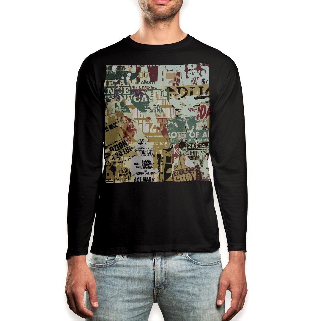 ロング tシャツ メンズ 長袖 ブラック デザイン XS S M L XL 2XL ロンT ティーシャツ 黒 black T shirt long sleeve 002523 英語　文字　ビンテージ