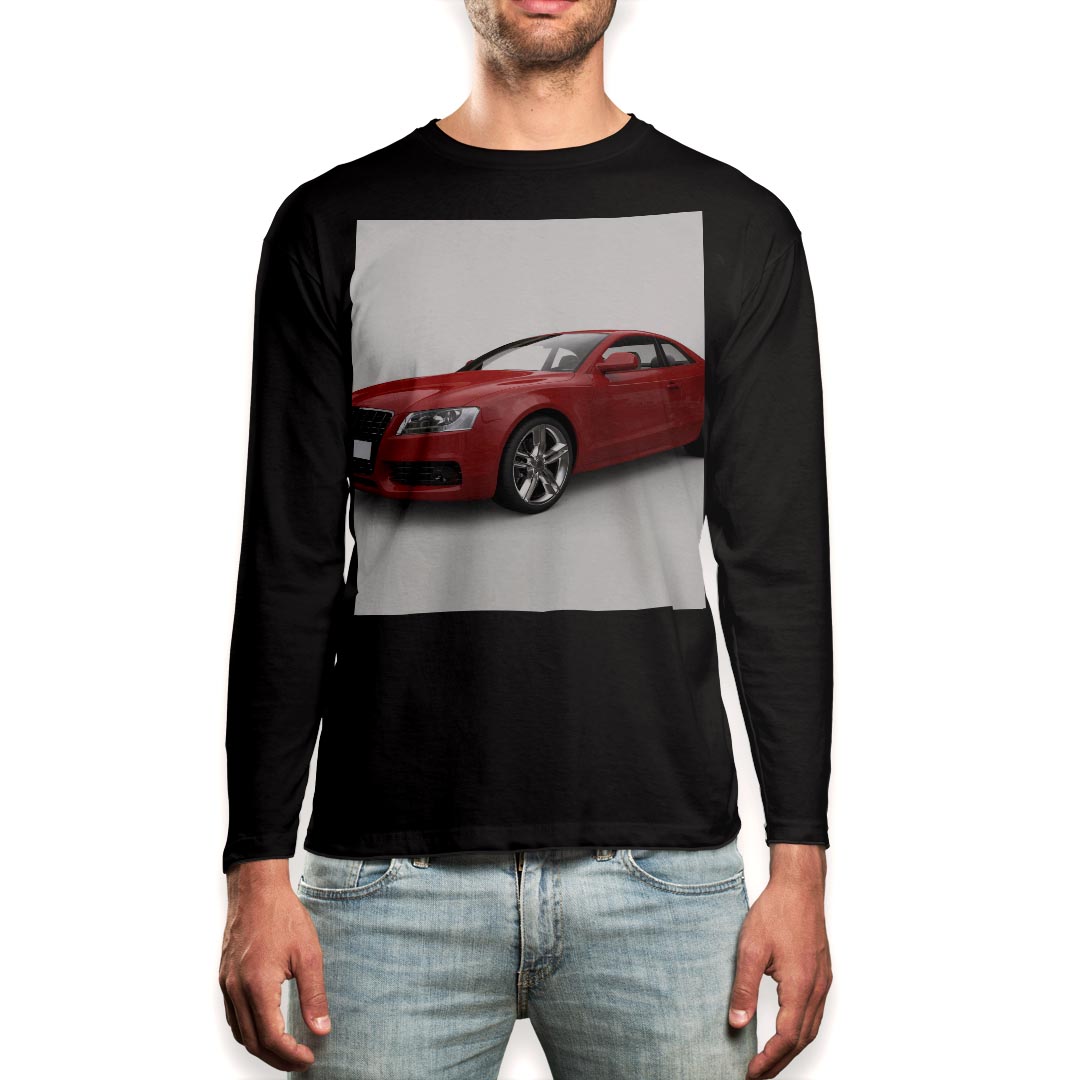 ロング tシャツ メンズ 長袖 ブラック デザイン XS S M L XL 2XL ロンT ティーシャツ 黒 black T shirt long sleeve 002832 車 写真