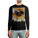 ロング tシャツ メンズ 長袖 ブラック デザイン XS S M L XL 2XL ロンT ティーシャツ 黒 black T shirt long sleeve 003152 ひまわり 空 写真