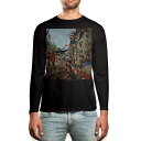 ロング tシャツ メンズ 長袖 ブラック デザイン XS S M L XL 2XL ロンT ティーシャツ 黒 black T shirt long sleeve 003205 外国 絵画 イラスト(4)