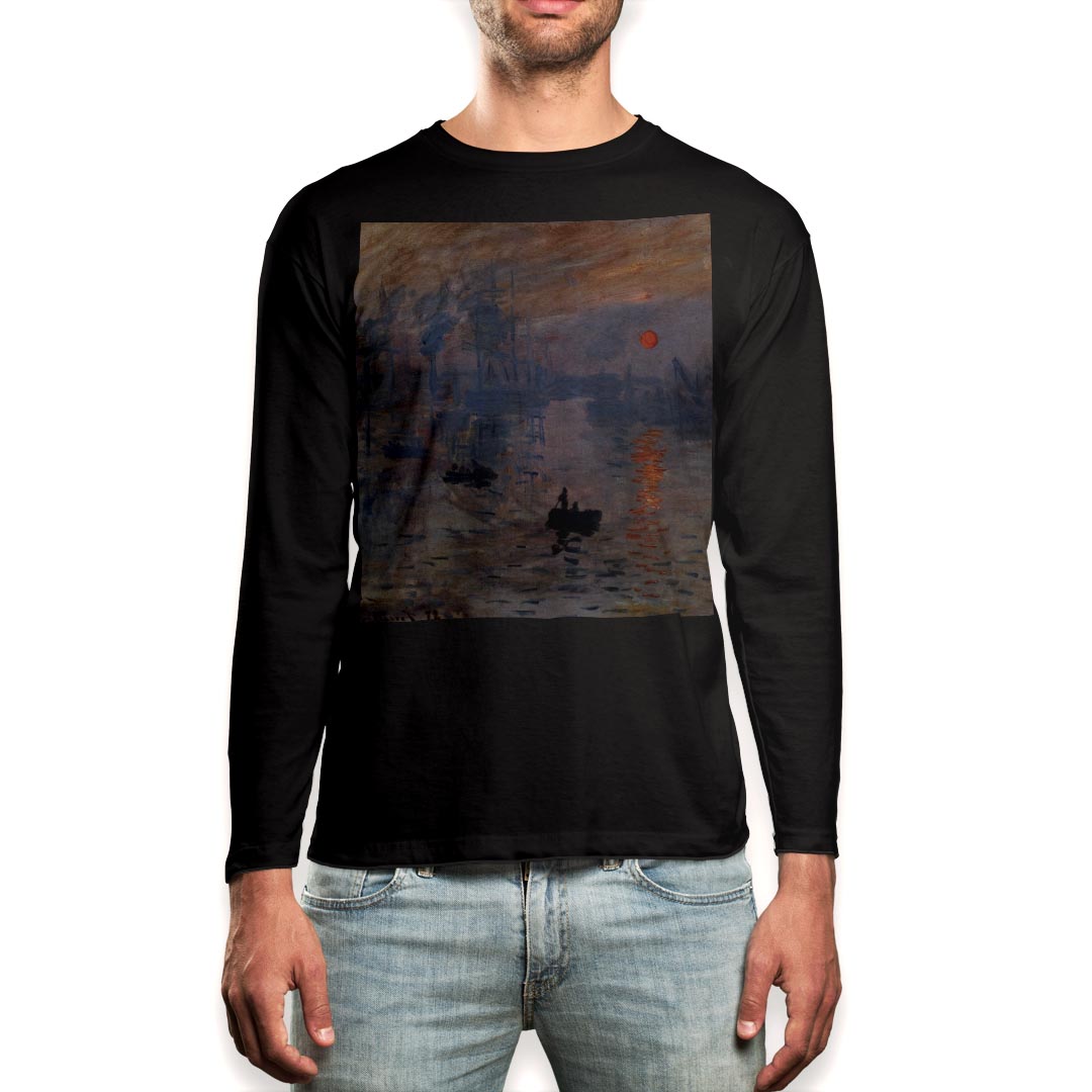 ロング tシャツ メンズ 長袖 ブラック デザイン XS S M L XL 2XL ロンT ティーシャツ 黒 black T shirt long sleeve 003231 風景 景色 絵画 イラスト