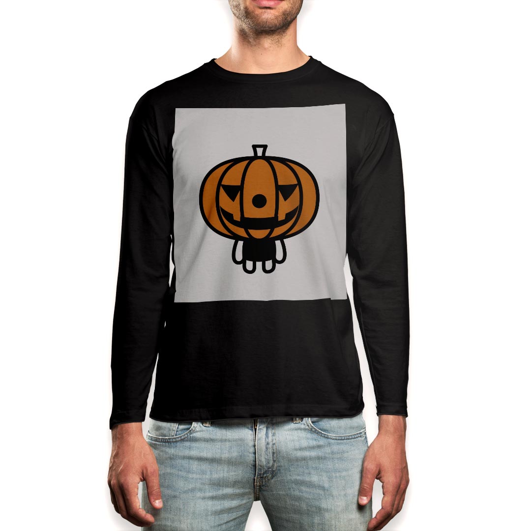 ロング tシャツ メンズ 長袖 ブラック デザイン XS S M L XL 2XL ロンT ティーシャツ 黒 black T shirt long sleeve 003312 ハロウィン キャラクター