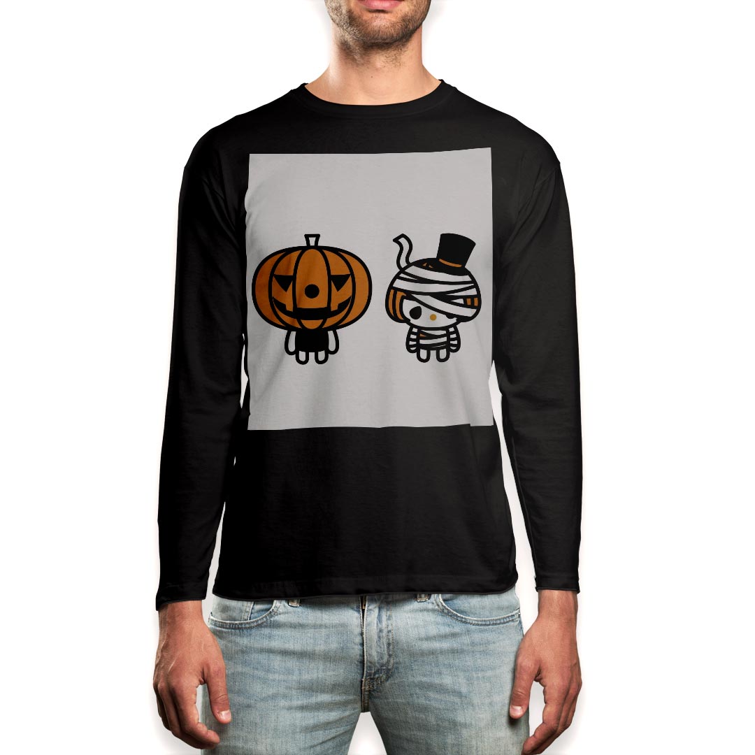 ロングtシャツメンズ長袖ブラックデ...