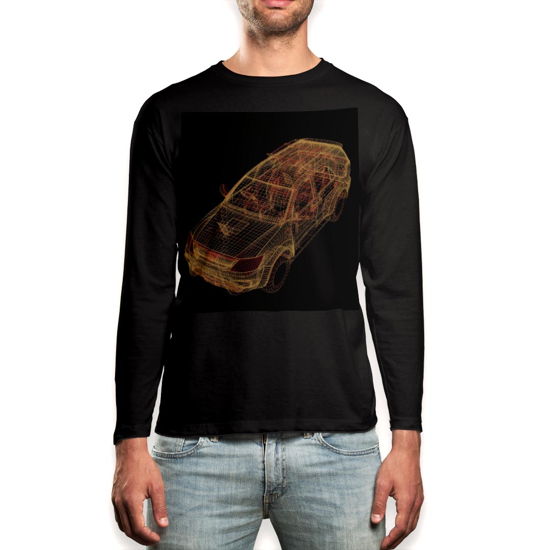 Other - ロング tシャツ メンズ 長袖 ブラック デザイン XS S M L XL 2XL ロンT ティーシャツ 黒 black T shirt long sleeve 003417 車　シンプル　立体