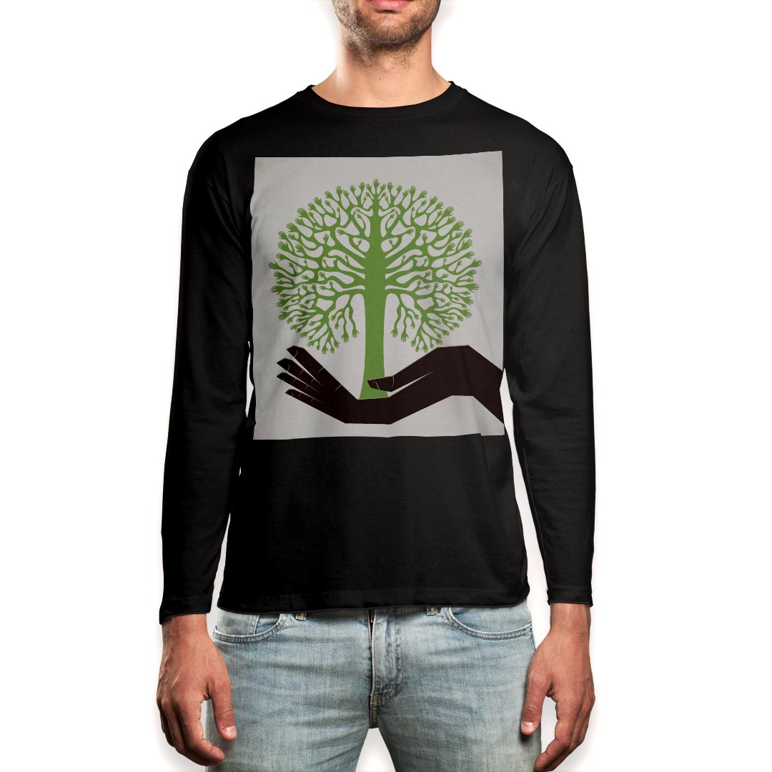 ロング tシャツ メンズ 長袖 ブラック デザイン XS S M L XL 2XL ロンT ティーシャツ 黒 black T shirt long sleeve 003484 シンプル 緑 ブラウン