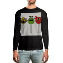 ロング tシャツ メンズ 長袖 ブラック デザイン XS S M L XL 2XL ロンT ティーシャツ 黒 black T shirt long sleeve 003556 キャラクター モンスター(4)