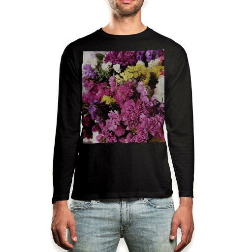 ロング tシャツ メンズ 長袖 ブラック デザイン XS S M L XL 2XL ロンT ティーシャツ 黒 black T shirt long sleeve 003653 花 紫 写真 ロング tシャツ メンズ 長袖 ブラック デザイン XS S M L XL 2XL ロンT ティーシャツ 黒 black T shirt long sleeve 003653 花 紫 写真