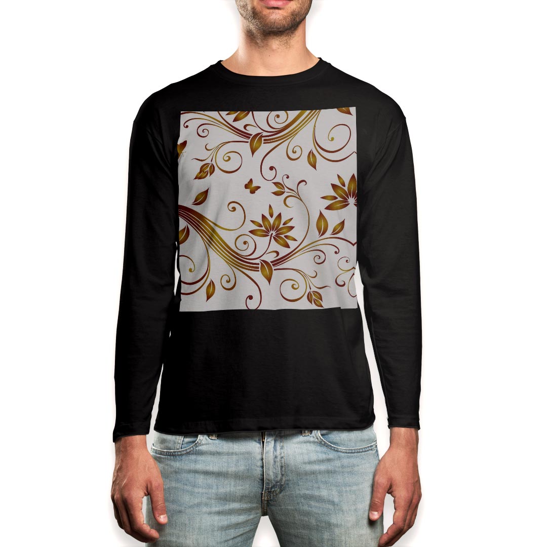 Other - ロング tシャツ メンズ 長袖 ブラック デザイン XS S M L XL 2XL ロンT ティーシャツ 黒 black T shirt long sleeve 003719 花　フラワー　シンプル