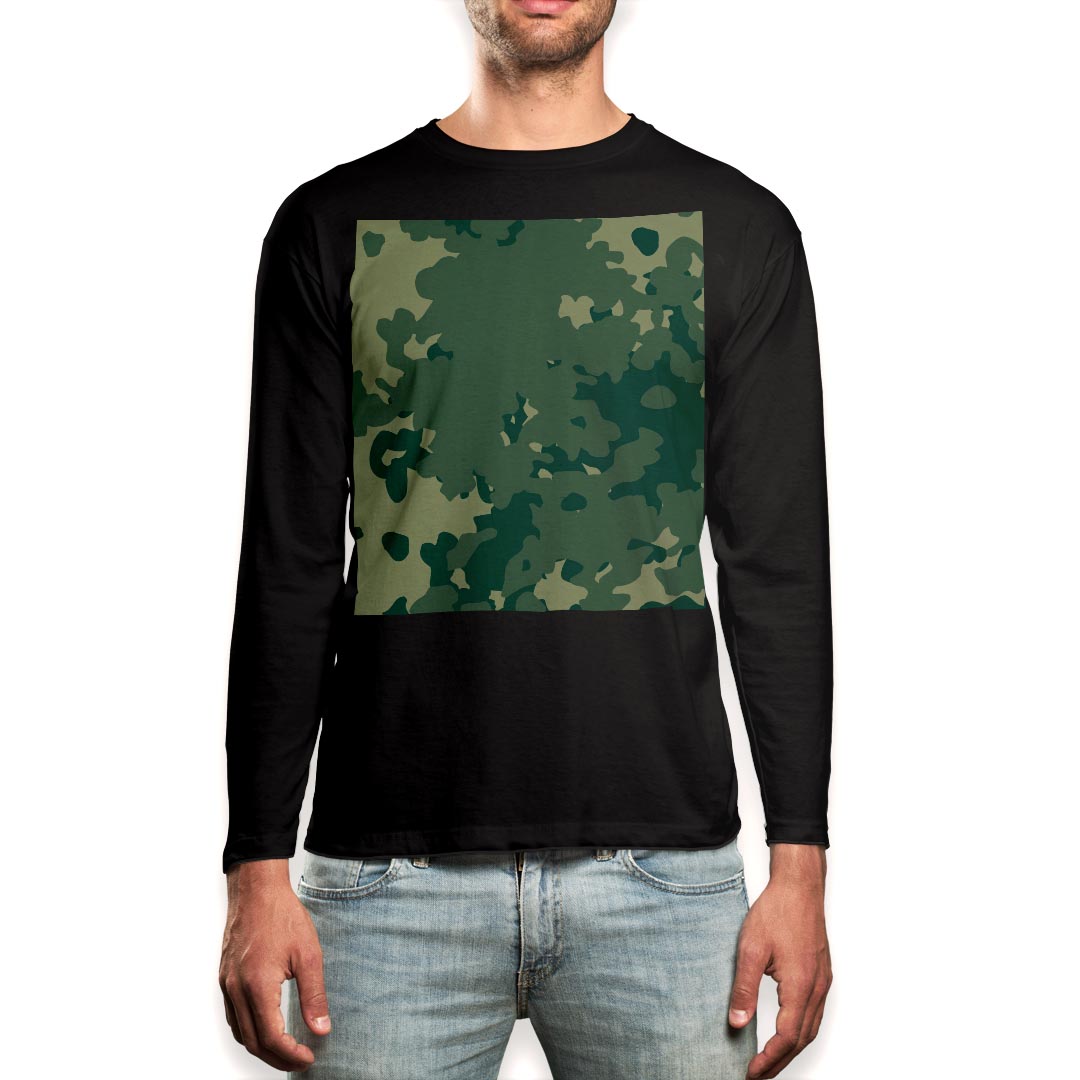 ロング tシャツ メンズ 長袖 ブラック デザイン XS S M L XL 2XL ロンT ティーシャツ 黒 black T shirt long sleeve 003745 迷彩 カモフラ 模様
