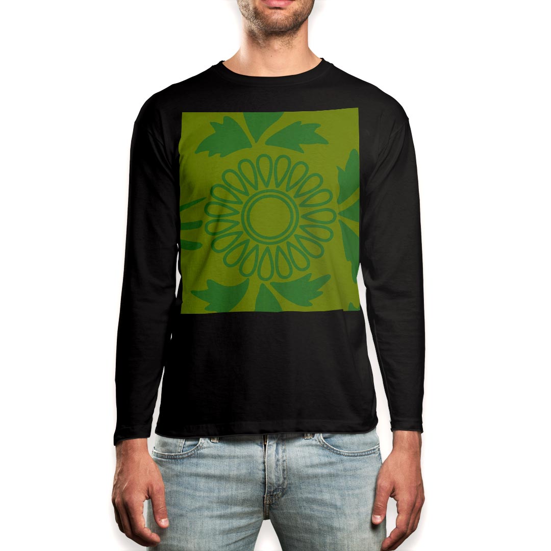 Other - ロング tシャツ メンズ 長袖 ブラック デザイン XS S M L XL 2XL ロンT ティーシャツ 黒 black T shirt long sleeve 003805 花　フラワー　緑