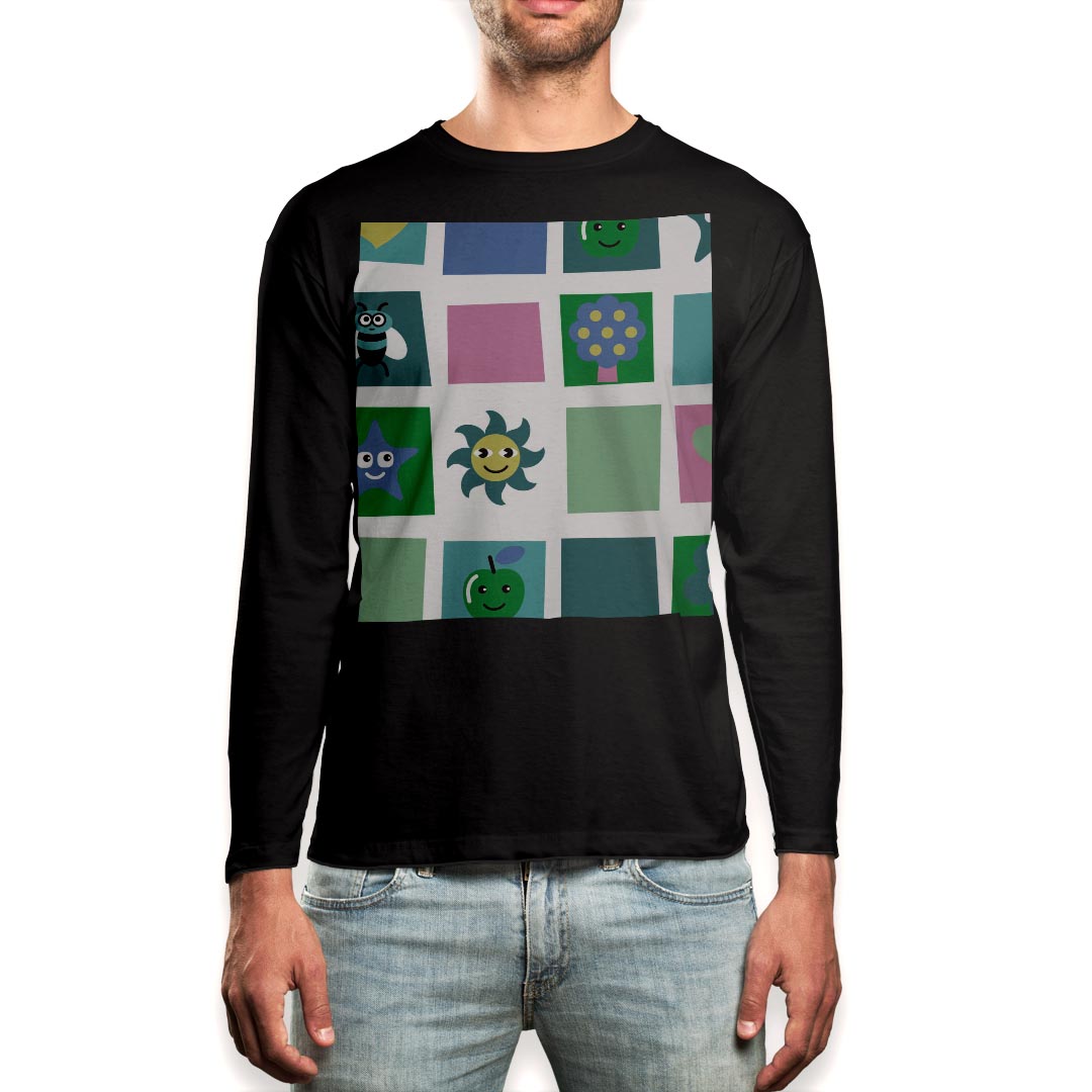 ロング tシャツ メンズ 長袖 ブラック デザイン XS S M L XL 2XL ロンT ティーシャツ 黒 black T shirt long sleeve 003818 キャラクター　ハート　ポップ