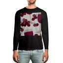 ロング tシャツ メンズ 長袖 ブラック デザイン XS S M L XL 2XL ロンT ティーシャツ 黒 black T shirt long sleeve 003819 ぶどう イラスト 紫