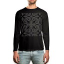 ロング tシャツ メンズ 長袖 ブラック デザイン XS S M L XL 2XL ロンT ティーシャツ 黒 black T shirt long sleeve 003831 模様 エレガント グレー(4)