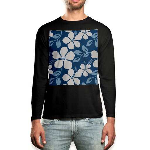 ロング tシャツ メンズ 長袖 ブラック デザイン XS S M L XL 2XL ロンT ティーシャツ 黒 black T shirt long sleeve 003839 花 ハイビスカス 青 ロング tシャツ メンズ 長袖 ブラック デザイン XS S M L XL 2XL ロンT ティーシャツ 黒 black T shirt long sleeve 003839 花 ハイビスカス 青