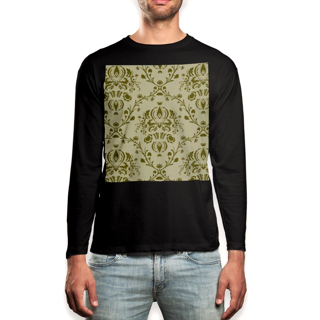 ロング tシャツ メンズ 長袖 ブラック デザイン XS S M L XL 2XL ロンT ティーシャツ 黒 black T shirt long sleeve 003941 模様　エレ..