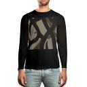 ロング tシャツ メンズ 長袖 ブラック デザイン XS S M L XL 2XL ロンT ティーシャツ 黒 black T shirt long sleeve 003974 模様 ブラウン 黒(4)