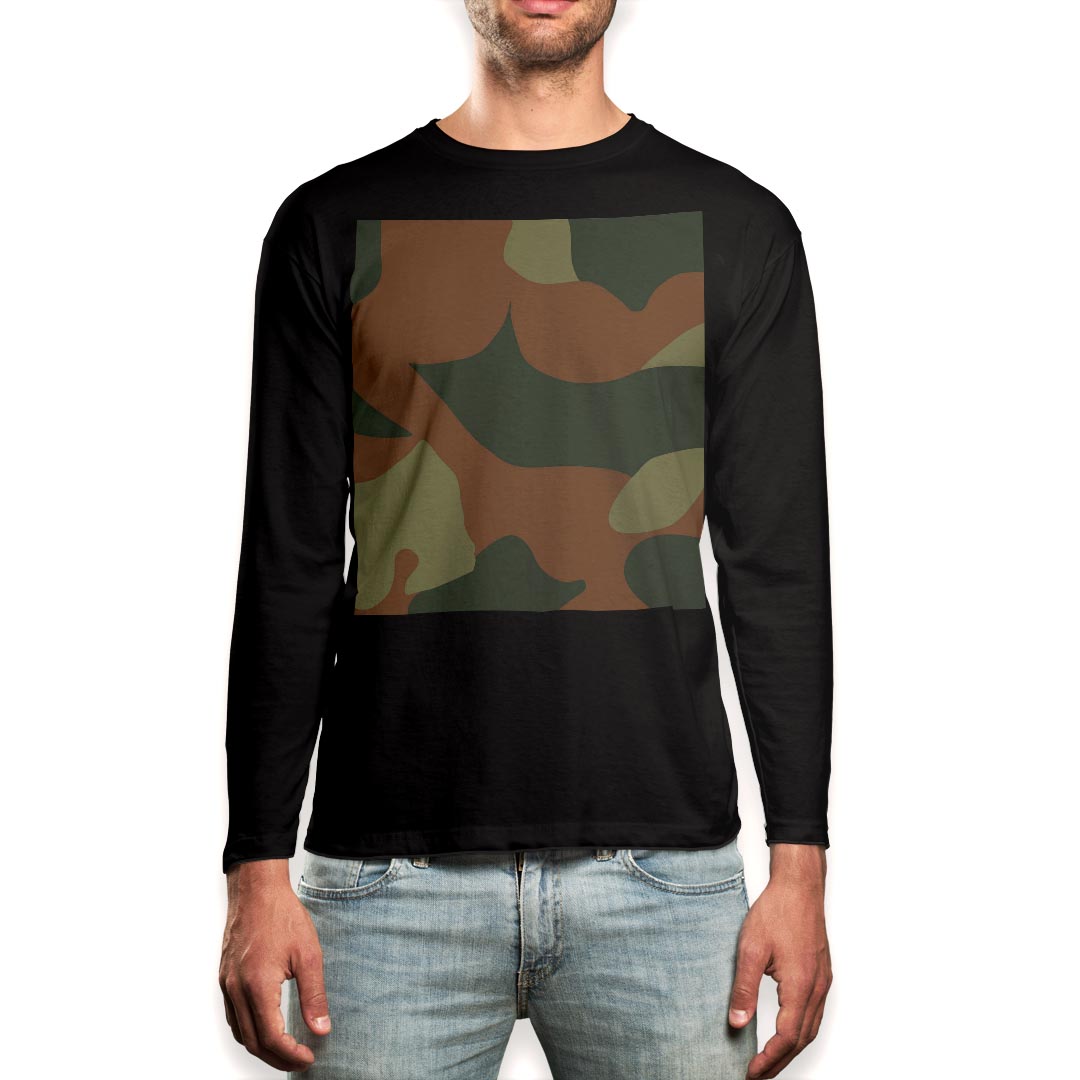 ロング tシャツ メンズ 長袖 ブラック デザイン XS S M L XL 2XL ロンT ティーシャツ 黒 black T shirt long sleeve 004012 迷彩 カモフラ 模様